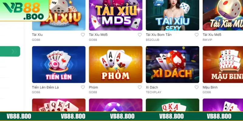 Các trò game bài VB88 đáng thử nhất